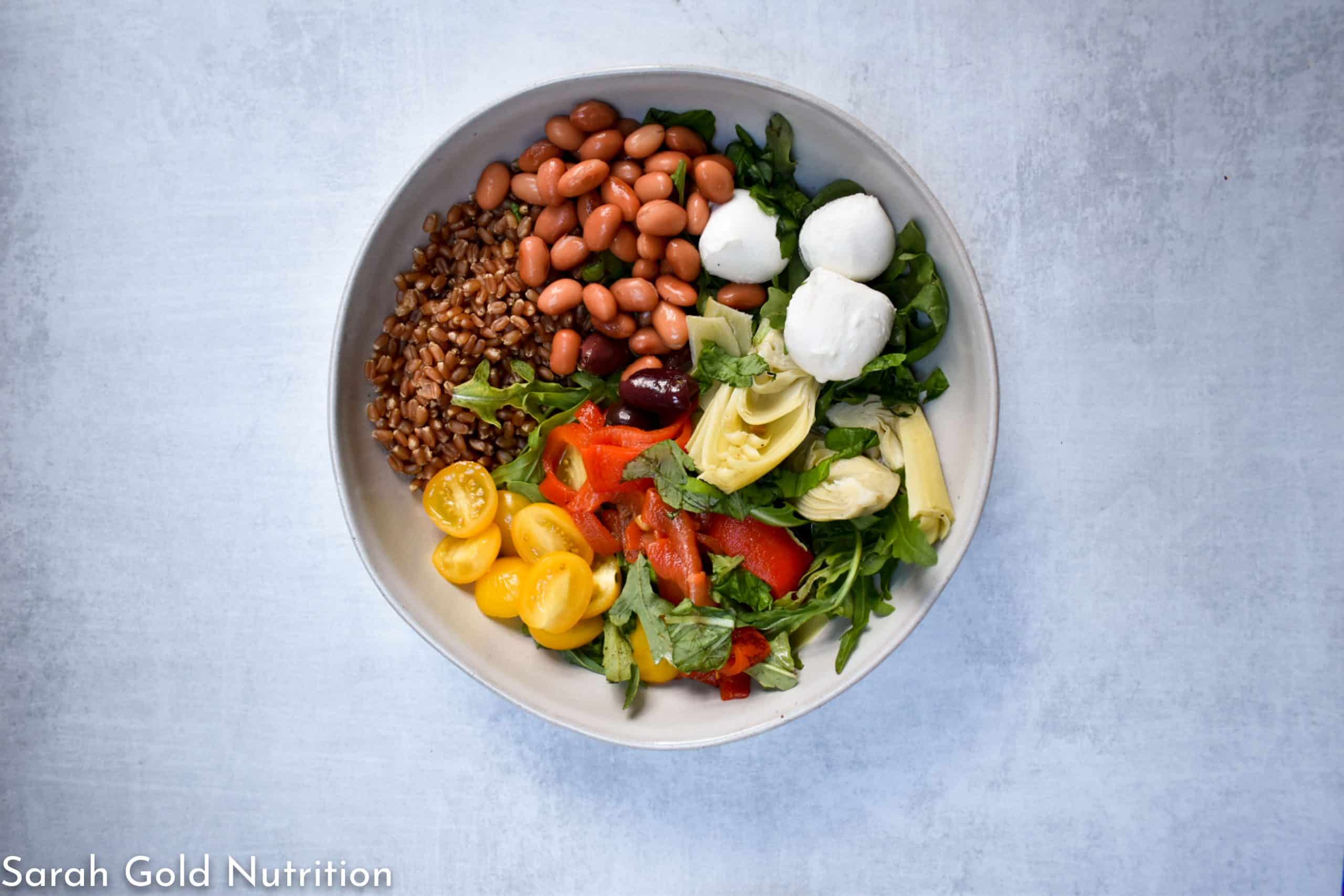 Wheat Berry Caprese Grain Bowl | Sarah Gold Nutrition: Intuitive Eating ...