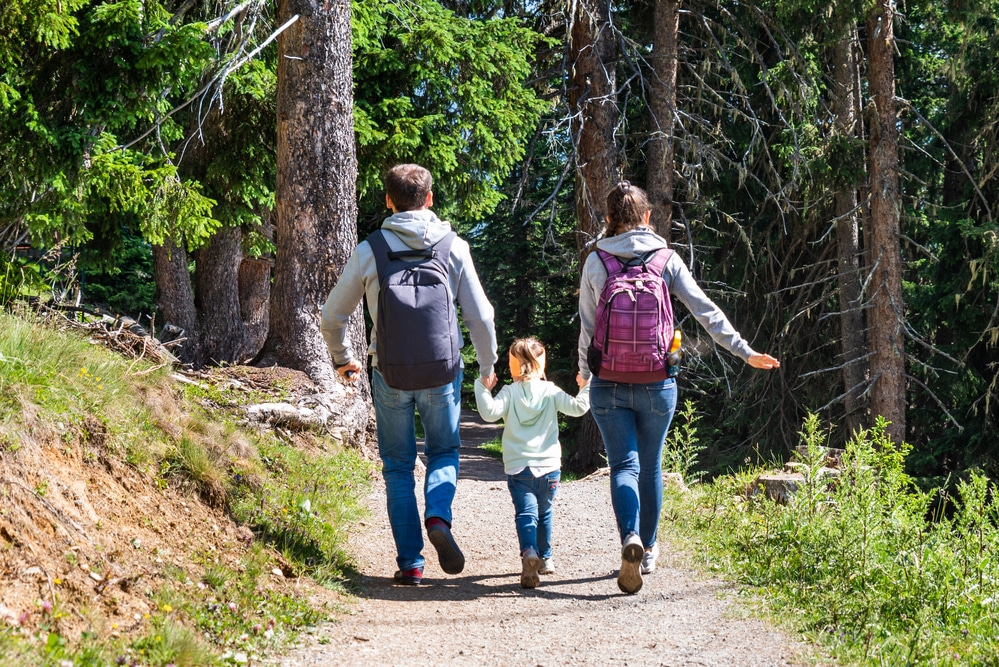 family of 3 hiking